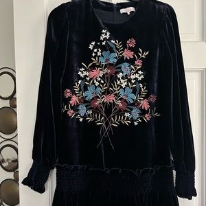 Parker Blue Velvet/Floral Dress